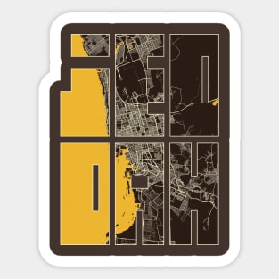 Jeddah, Makkah, Saudi Arabia City Map Typography - Pastel Sticker